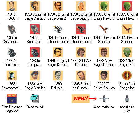 Click here to download all of these Dan Dare Icons and Cursors